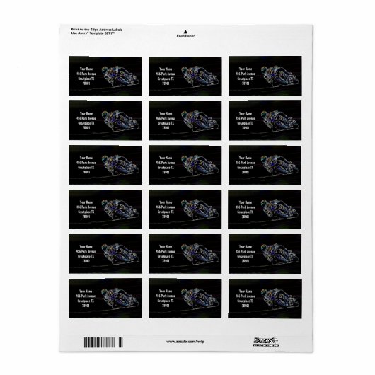 Motorradfahrer-Rennskizze Adressaufkleber (Vorne)