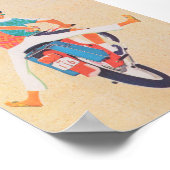 Motorradfahrer Retro Vintage Poster (Ecke)