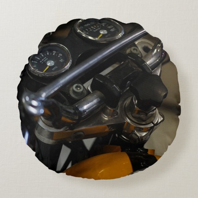 Motorradfahrer Rundes Kissen (Vorderseite)