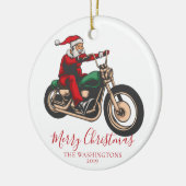 Motorradfahrer Santa Keramik Ornament (Links)