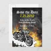 Motorradfahrer Save the Date Postkarte (Vorne/Hinten)