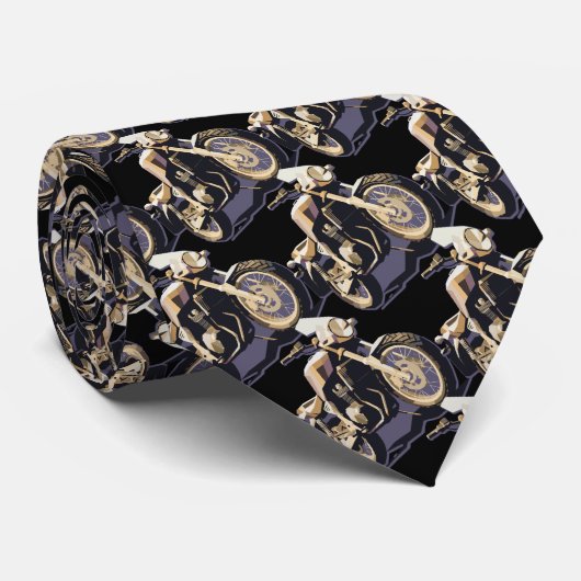 Motorradfahrer schwarzer Hintergrund Krawatte (Gerollt)