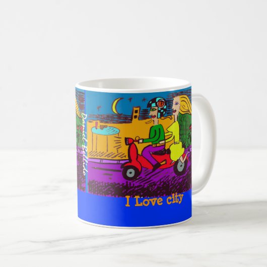 Motorradfahrer Stadt Kaffeetasse (VorderseiteRechts)