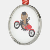 Motorradfahrerkatze Ornament Aus Metall (Links)