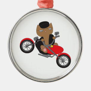 Motorradfahrerkatze Ornament Aus Metall