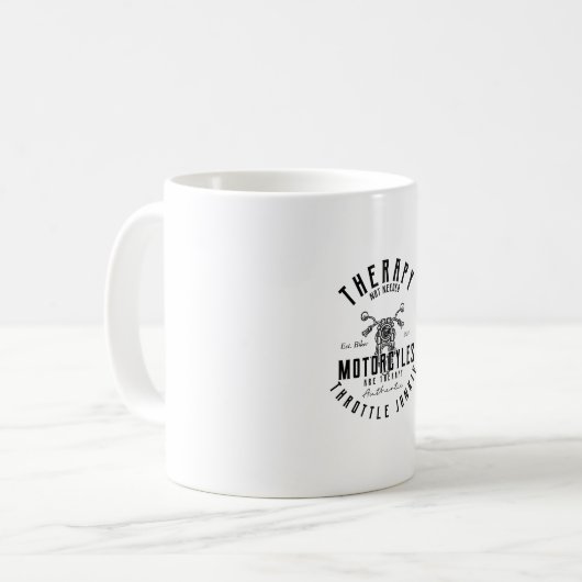 Motorradfahrertherapie Kaffeetasse (Vorderseite Links)