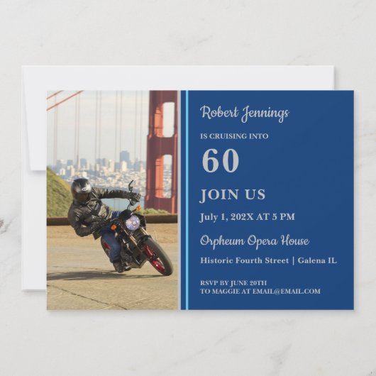 Motorradfahrt Einladung zum Geburtstag (Rückseite)