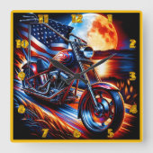 Motorradfahrten in Moonlit Quadratische Wanduhr (Vorderseite)