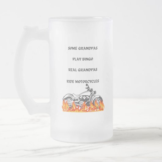 MOTORRADFAHRZEUGGRANDPA-TASSE MATTGLAS BIERGLAS (Links)