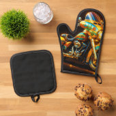 "Motorradflammfahrt - Ofen Mitt & Pot Holder SE Ofenhandschuh & Topflappen-Set (Oben Unten)