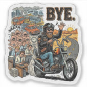 Motorradflucht Tschüss Aufkleber (Vorderseite)