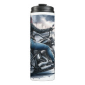 Motorradfrau Thermosbecher (Vorderseite)