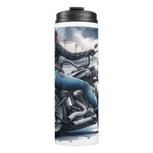 Motorradfrau Thermosbecher (Vorderseite)