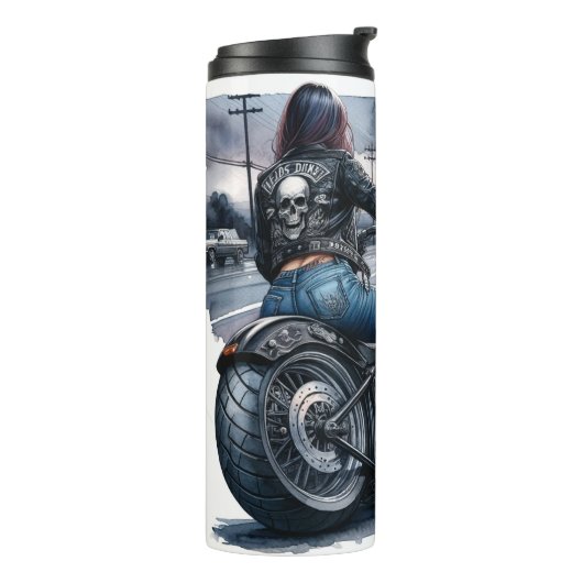 Motorradfrau Thermosbecher (Nach links gedreht)