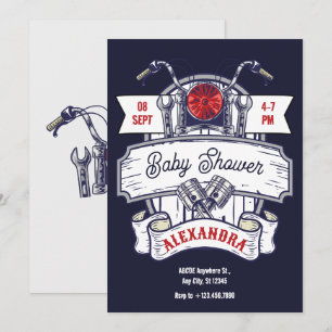Motorradgarage ikonische Babyparty Einladung