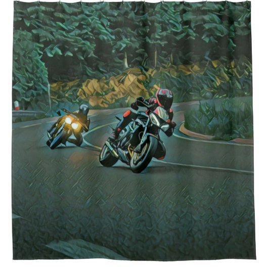 Motorradgeschenk Duschvorhang (Vorderseite)