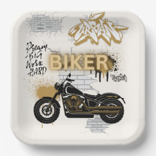 Motorradgold und -cremepapier pappteller
