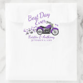 Motorradhochzeit Lila und grau Runder Aufkleber (Tasche)