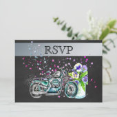 Motorradhochzeit RSVP mit Mason Jar Einladung (Stehend Vorderseite)