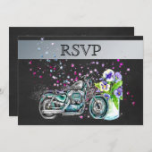Motorradhochzeit RSVP mit Mason Jar Einladung (Vorne/Hinten)