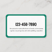 Motorradklub Visitenkarte (Rückseite)