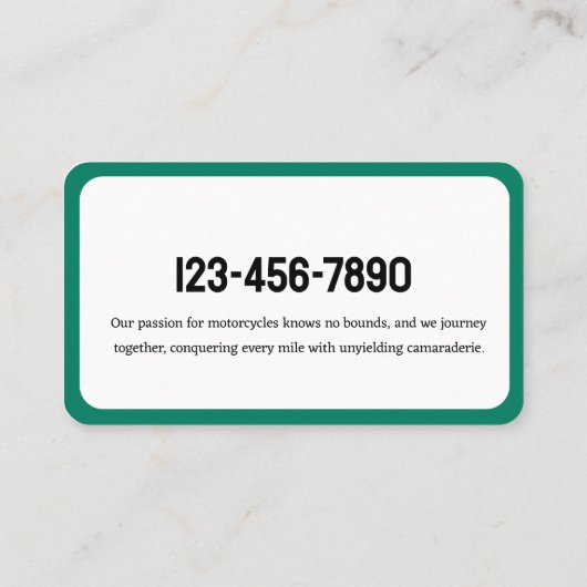 Motorradklub Visitenkarte (Rückseite)