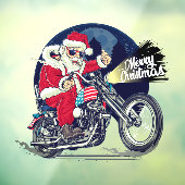 Motorradladen Chopper fahrender Weihnachtsmann Zig Fensteraufkleber (Blatt 3)
