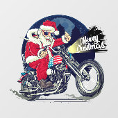 Motorradladen Chopper fahrender Weihnachtsmann Zig Fensteraufkleber (Blatt)