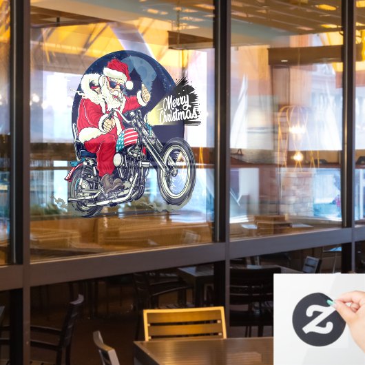 Motorradladen Chopper fahrender Weihnachtsmann Zig Fensteraufkleber (Restaurantfenster)
