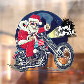 Motorradladen Chopper fahrender Weihnachtsmann Zig Fensteraufkleber (Blatt 2)