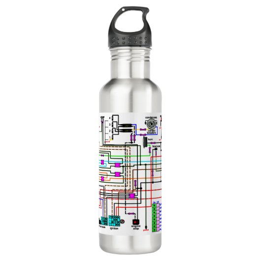 Motorradlenkdiagramm. Edelstahlflasche (Vorderseite)