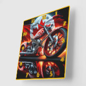 Motorradleuchten mit Flammen Quadratische Wanduhr (Winkel)