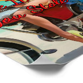 Motorradmädchen von 1950 von Gil Elvgren Poster (Ecke)