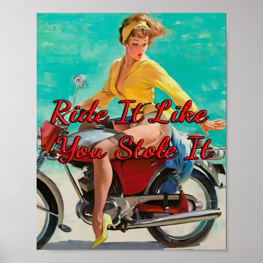Motorradmädchen von 1950 von Gil Elvgren Poster (Vorne)