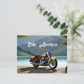 Motorradparkplatz am See Postkarte (Stehend Vorderseite)