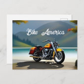 Motorradparkplatz am See Postkarte (Vorne/Hinten)