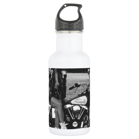 Motorradpinup-Mädchen Trinkflasche (Vorderseite)
