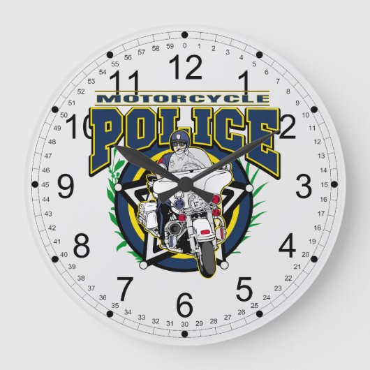 Motorradpolizei Große Wanduhr (Vorderseite)