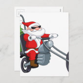 Motorradradfahrer Weihnachtsmann Feiertagspostkarte (Vorne/Hinten)