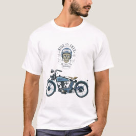 Motorradreiter und altes Motorrad, Farbe T-Shirt