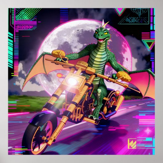 Motorradrenn-Drache Poster (Vorne)