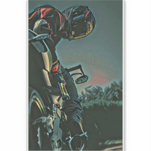 Motorradrennen Aufkleber (Vorderseite)