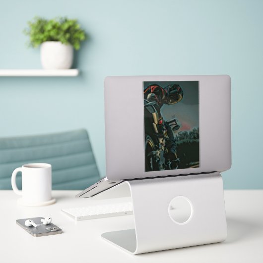 Motorradrennen Aufkleber (Laptop auf Schreibtisch)