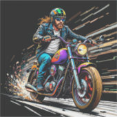 Motorradrennen Aufkleber (Vorderseite)