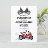 Motorradrennen Babydusche Einladung (Stehend Vorderseite)
