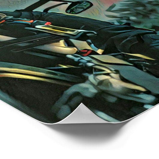 Motorradrennen Poster (Ecke)