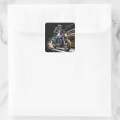 Motorradrennen Quadratischer Aufkleber (Tasche)