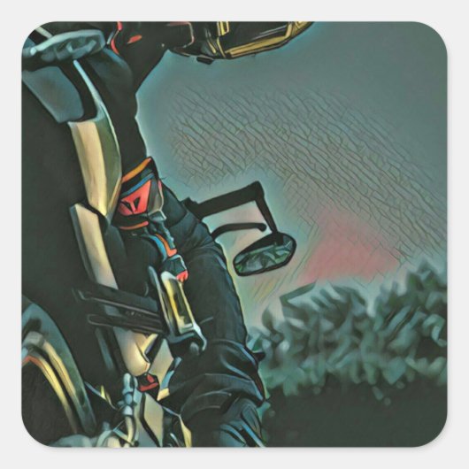 Motorradrennen Quadratischer Aufkleber (Vorderseite)