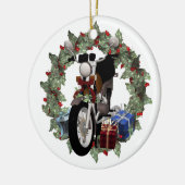 Motorradschatz und Geschenke Rund Weihnachten Keramikornament (Links)
