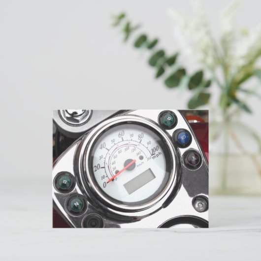Motorradspeedometer Postkarte (Stehend Vorderseite)